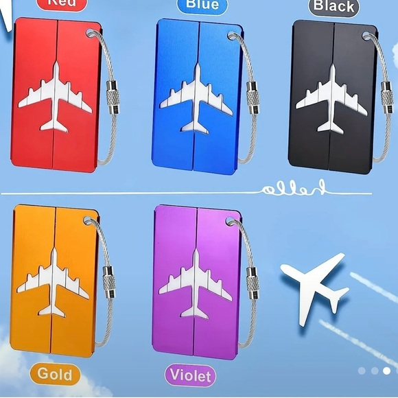 5pcs Airplane Aluminum Alloy Luggage Tags Set With Secure Steel Loop 🔥Host Pick🔥 - Picture 2 of 4